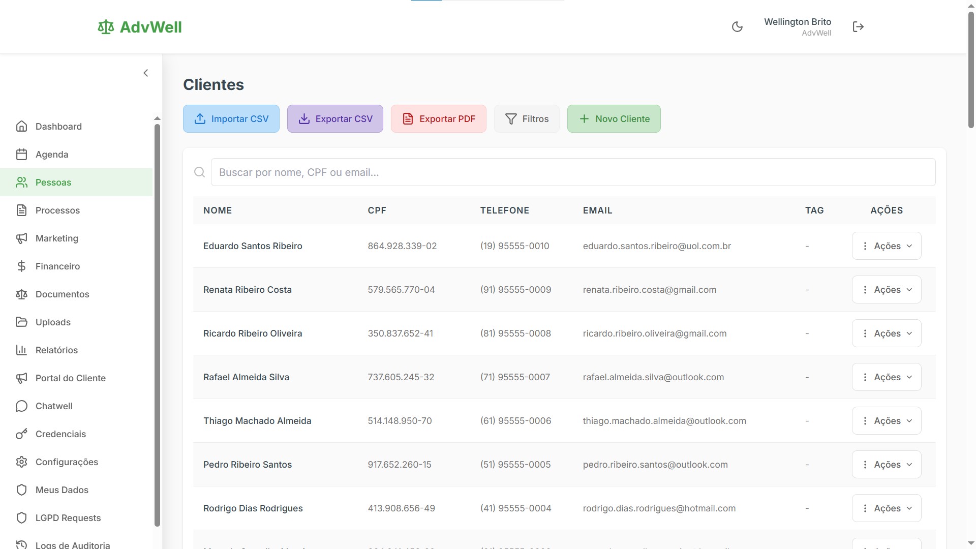 CRM jurídico - cadastro de clientes para escritório de advocacia